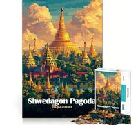 Pagoda Shwedagon Myanmar Rompecabezas para Adolescentes 1000 Piezas Juguete para estimular la lógica Alegría Familiar Borde Premium 50x75cm
