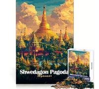 Pagoda Shwedagon Myanmar Rompecabezas para Adolescentes 1000 Piezas Juguete para estimular la lógica Alegría Familiar Borde Premium 50x75cm