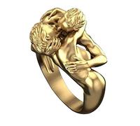PAGUON Anillo de Compromiso Vintage para Mujer, Anillo de Boda para Hombre y Mujer, Beso y Abrazo, Pareja, él y Ella, Anillo Creativo, Regalo de joyería