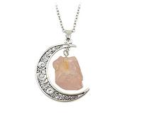 PAGUON Collar de Cristal de Piedra Natural, Cadena de suéter de aleación de Luna Vintage, joyería de Personalidad para Mujer y niña