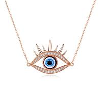 PAGUON Pulseras turcas contra el Mal de Ojo, Collar de Esmalte Azul de Plata de Ley 925 para Mujer y Hombre, joyería s