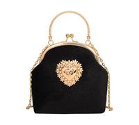 Pahajim Bolso Fiesta Mujer Bolso Noche Elegante Cartera de Mano, Vintage Clutch Ceremonia con Cadena para Boda Novia Cocktai Banquete (Negro)