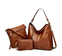 Pahajim Bolso y Cartera Conjunto Bolsos para Mujeres Bolso de Hombro de Cuero PU Bolso Grande Hobo Bolsas para Señoras Regalos para Niñas Bolsas de Compras, marrón, Elegante
