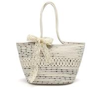 Pahajim Bolsos Tote Bag Bolso Trenzado Bolsos Tejidos Crochet con Cuerda de Algodón Bolso Bandolera Mujer Grande con Cremallera para Verano Playa Vacaciones