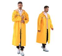 Pahajim Chaqueta de Lluvia Larga para Adultos, Chaqueta Ripstop Reutilizable con Capucha Ajustable, Chaqueta Impermeable Ligera, Chaqueta Impermeable para Hombres y Mujeres