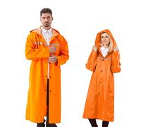 Pahajim Chaqueta de Lluvia Larga para Adultos, Chaqueta Ripstop Reutilizable con Capucha Ajustable, Chaqueta Impermeable Ligera, Chaqueta Impermeable para Hombres y Mujeres