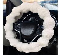 Pahajim Funda Volante Coche Pelodo Universal Elástica Protector Volante de Peluche Suave Cubre Volantes Cálida Decoración del Coche Accesorios (Blanco)