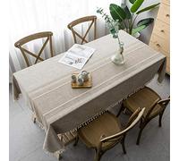 Pahajim Mantel Mesa Rectangular Manteles Antimanchas Impermeable Algodon Lino Borla para Cocina Comedor Mesa Buffet Mantel de la Tabla(Marrón,140x200cm)