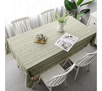 Pahajim Mantel Mesa Rectangular Manteles Antimanchas Impermeable Algodon Lino Borla para Cocina Comedor Mesa Buffet Mantel de la Tabla(Verde,140x240cm)