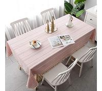 Pahajim Mantel Mesa Rectangular Manteles Antimanchas Impermeable Algodon Lino Borla para Cocina Comedor Mesa Buffet Mantel de la Tabla(Rosa,140x240cm)
