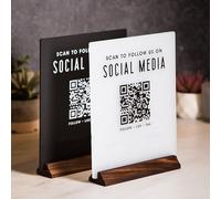 Pahdecor Acrílico Personalizar Negocios Social Media Sign Custom QR Code Sign Venmo Instagram Facebook Placa Escanear para pagar Signos Sociales Código de sitio web de la empresa Belleza Peluqueros