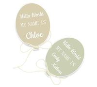 Pahdecor Globo acrílico pintado personalizado Hello World con nombres de bebé, anuncio de nacimiento de bebé, revelación de género, regalo conmemorativo, accesorio para fotos, letrero