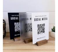 Pahdecor Letrero acrílico personalizado para redes sociales de negocios, letrero de código QR personalizado, señales sociales de empresa