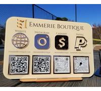 Pahdecor Letrero multicódigo QR para redes sociales de Instagram, icono de aplicación de efectivo, señales de código QR, escaneo para pagar, letrero de pago CashApp PayPal, placa de pago para pequeñas