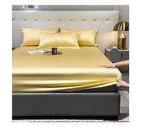 PAHION 60s Sábana Bajera Cama Lyocell Tencel For Colchón De 5-30cm De Altura Extra Suave Lavable Y Ajustables Fundas Protectoras En Muchos Tamaños Y Colores (Color : Yellow, Size : 180x200+30 cm)
