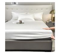 PAHION 60s Sábana Bajera Cama Lyocell Tencel For Colchón De 5-30cm De Altura Extra Suave Lavable Y Ajustables Fundas Protectoras En Muchos Tamaños Y Colores (Color : White A, Size : 150x200+30 cm)