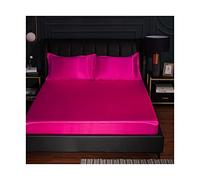 PAHION Sabanas Bajeras Ajustables satén 150x200-180x200-200x220cm Seda de Hielo Tejido Suave de Seda Helada Verano Sábana Bajera para colchón King (Color : Pink C, Size : 150x200+25 cm)