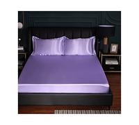 PAHION Sabanas Bajeras Ajustables satén 150x200-180x200-200x220cm Seda de Hielo Tejido Suave de Seda Helada Verano Sábana Bajera para colchón King (Color : Purple B, Size : 150x200+25 cm)