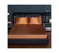 PAHION Sabanas Bajeras Ajustables satén 150x200-180x200-200x220cm Seda de Hielo Tejido Suave de Seda Helada Verano Sábana Bajera para colchón King (Color : Brown, Size : 150x200+25 cm)