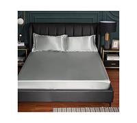 PAHION Sabanas Bajeras Ajustables satén 150x200-180x200-200x220cm Seda de Hielo Tejido Suave de Seda Helada Verano Sábana Bajera para colchón King (Color : Silver Gray, Size : 180x200+25 cm)