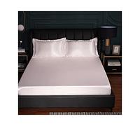 PAHION Sabanas Bajeras Ajustables satén 150x200-180x200-200x220cm Seda de Hielo Tejido Suave de Seda Helada Verano Sábana Bajera para colchón King (Color : Pink A, Size : 150x200+25 cm)