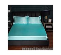 PAHION Sabanas Bajeras Ajustables satén 150x200-180x200-200x220cm Seda de Hielo Tejido Suave de Seda Helada Verano Sábana Bajera para colchón King (Color : Blue B, Size : 180x200+25 cm)