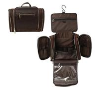 PAHVRION Neceser colgante de piel auténtica, bolsa de afeitado y Dopp personalizada para hombres y mujeres, organizador de viaje para artículos de tocador, regalo de padrino, regalos de boda, Café, Bolsas de aseo