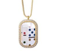 Pai Gow Donoes - Collar con colgante de dados, diamantes de cristal, joyería dorada