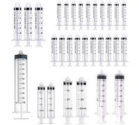 PAI-PC-PE Jeringas, juego mixto de 30 piezas, no estériles, bloqueo Luer, 3 ml/5 ml/10 ml/20 ml/30 ml/50 ml/100 ml, para rellenar y medir líquidos