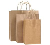 PAICUIKE 130 bolsas de papel con asas de varios tamaños, bolsas de regalo Kraft a granel, bolsas de papel marrón para pequeñas empresas, compras, venta al por menor, fiesta, mercancía y bolsas de