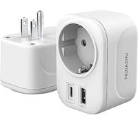 PAIDASHU Adaptador Enchufe Europeo a Americano, Adaptador Enchufe USA con 2 USB, Adaptador Enchufe EEUU para Americano Canada Mexico Colombia Tailandia, Adaptador Enchufe Americano, Tipo B