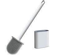PAIDASHU Cepillo de inodoro, cepillo de inodoro de silicona para baño, con soporte montado en la pared, con mango largo antideslizante, secado, limpieza profunda profesional para baño (blanco)