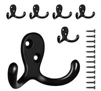 PAIDASHU Paquete de 6 ganchos de pared para colgar, gancho de metal de doble punta resistente para sala de estar, baño, cocina, dormitorio para abrigo, bolsa, bufanda, toalla, sombrero, llave, taza