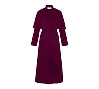 PAIDAXING Bata medieval vintage para hombre, disfraz de sacerdote gótico, disfraz de sacerdote renacentista con botones, manga larga, juego de rol de Halloween, disfraz histórico, Vino, M