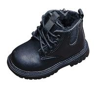 PAIDAXING Botines de invierno para niñas, con forro polar, impermeables, antideslizantes, para nieve, estilo británico, ligeros, duraderos, de cuero, para niñas, elegantes zapatos para exteriores