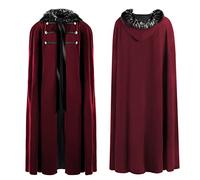 PAIDAXING Capa de lana victoriana steampunk para hombre y mujer, capa medieval de Lord Warrior, juego de rol, unisex, disfraz de Halloween, disfraz temático histórico, atuendo de actuación escénica