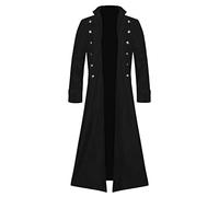 PAIDAXING Chaqueta steampunk vintage para hombre, medieval, renacentista, con solapa de doble botonadura, uniforme gótico, retro, cosplay, Halloween, juego de rol, chaqueta, A#1-negro, XXXXL