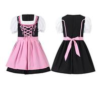 PAIDAXING Conjunto de disfraz tirolés del Oktoberfest para niña con vestido y delantal, disfraz de festival de cerveza bávara, fiesta de Halloween, traje de juego escolar