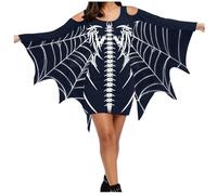 PAIDAXING Disfraz de Halloween para mujer, vestido de ala de murciélago, color sólido, hombros descubiertos, minifalda, vestido gótico ajustado para fiesta de carnaval, disfraz espeluznante de