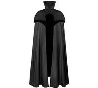 PAIDAXING Disfraz medieval renacentista de Halloween para adultos, retro, cuello alto, doble capa, con botones, capa de caballero, cancha, capa larga, festival, actuación, atuendo vintage para cosplay