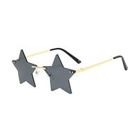 PAIDAXING Gafas de sol sin montura con forma de estrella para mujer, estilo vintage, sin marco, irregulares, divertidas, para disparar en la calle, gafas de fiesta retro para mujeres y hombres, gafas