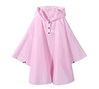 PAIDAXING Poncho de lluvia para niños de 3 a 9 años, ligero, plegable, impermeable, con capucha, para niñas y niños, reutilizable, con botones, chaqueta de capa