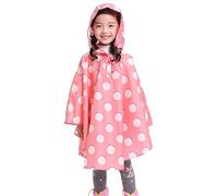 PAIDAXING Poncho de lluvia para niños de 3 a 9 años, ligero, plegable, impermeable, con capucha, para niñas y niños, reutilizable, con botones, chaqueta de capa
