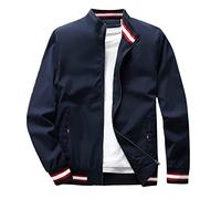 PAIDAXING Suéter de moda para hombre, otoño e invierno, casual, a juego, abrigo deportivo simple, con botones, bolsillo, ropa de béisbol, chaqueta voladora, suéteres altos extra grandes, azul, L