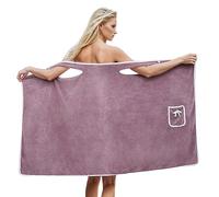 PAIDAXING Toalla de baño para mujer, absorbente, de secado rápido, con tirantes, con bolsillo, para adultos, para playa, spa, sauna, bata de baño