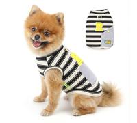 PAIDEFUL Camisa a rayas para perro con anillo para correa y bolsillo para golosinas, chaleco de punto transpirable para cachorros, ropa suave y elástica para perros pequeños, camiseta sin mangas con