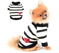 PAIDEFUL Camisas a Rayas para Perros Pequeños Medianos Gatos Chaleco Camiseta con Corazón Rojo Camisetas sin Mangas Transpirables Cachorros Chihuahua Yorkie Ropa Mascotas Verano Amarillo XS