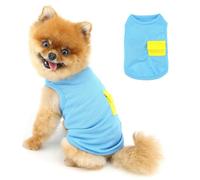 PAIDEFUL Camiseta para perro pequeño de malla transpirable para cachorros, suave y ligera, chaleco de verano con bolsillo, sin mangas, sudadera sólida para chihuahua, ropa de gato, azul, L