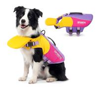 PAIDEFUL Chaleco salvavidas frontal flotante para perros con soporte para la barbilla, chaleco de baño con bloques de color y asa de rescate con anillo en D para navegar y piscina, equipo de seguridad
