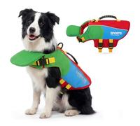 PAIDEFUL - Chaleco salvavidas frontal flotante para perros con soporte para la barbilla, chaleco de baño con bloques de color y asa de rescate con anillo en D para navegar y piscina, equipo de